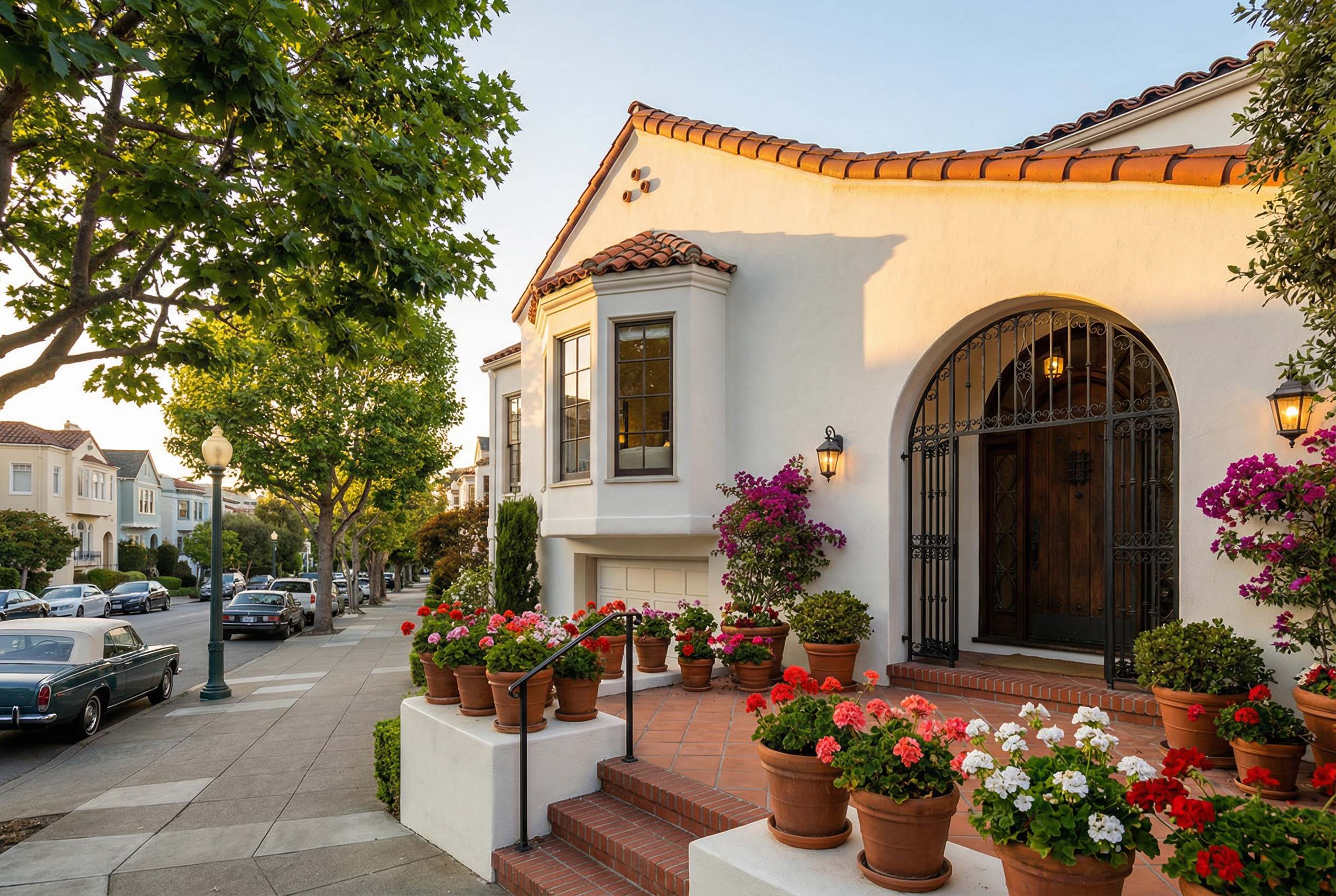 Spanish Colonial home on Chestnut Street in San Francisco's Marina District