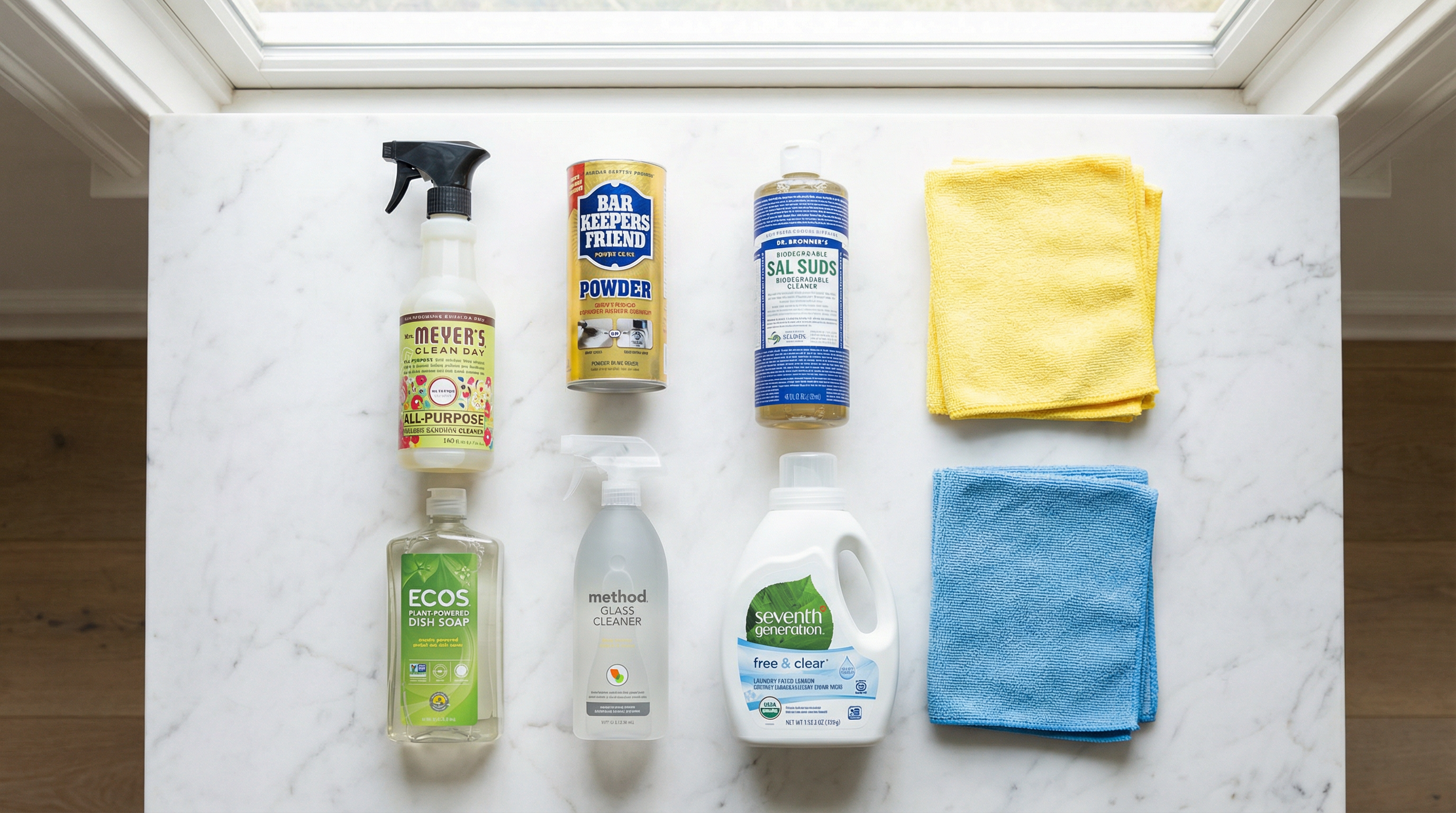 Green Planet Cleaning eco-friendly products: Mrs. Meyer's, Bar Keepers Friend, Dr. Bronner's, ECOS, Method, Seventh Generation